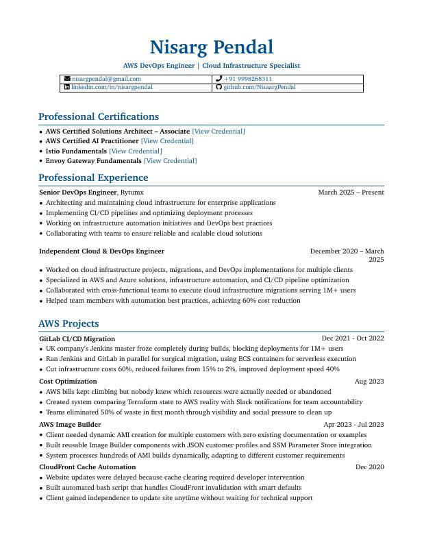 AWS Focused Resume Preview